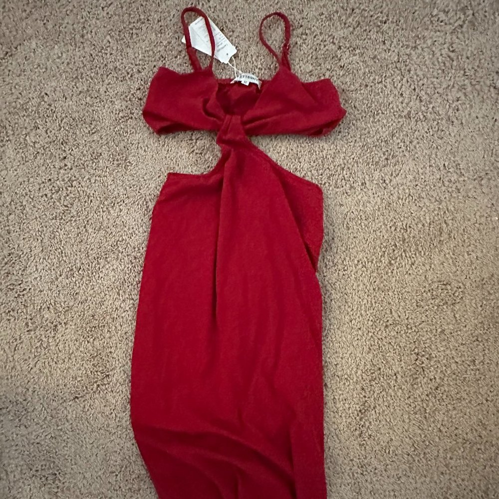 Burgundy Summer Midi dress with waist Cut outs!